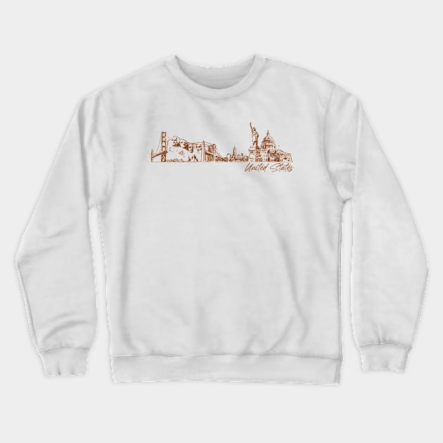 United States hand drawn skyline Crewneck Sweatshirt by SerenityByAlex